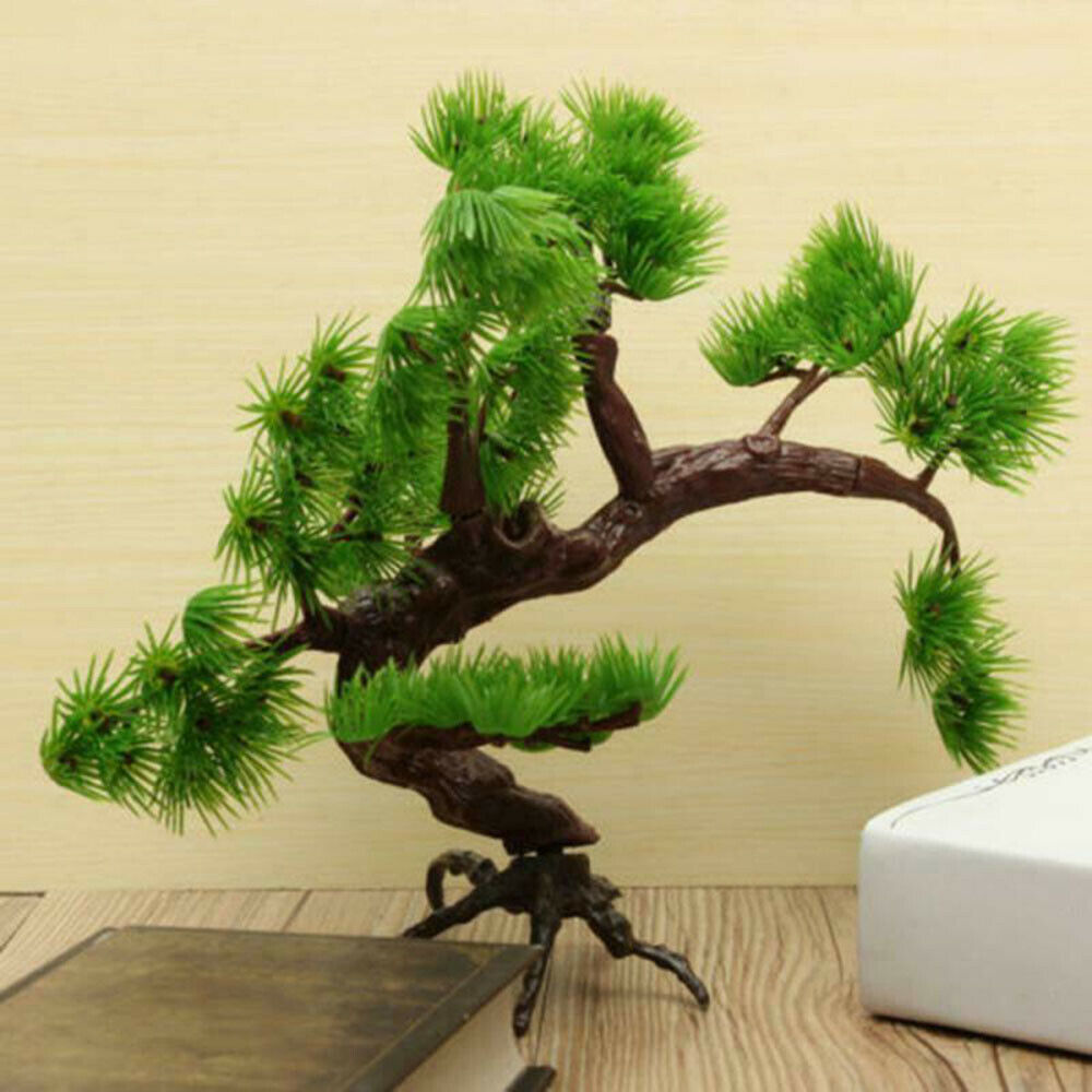 Bonsai Simulation Artificial Plant Tree Pine Home Fish Tank Decor Potted UK