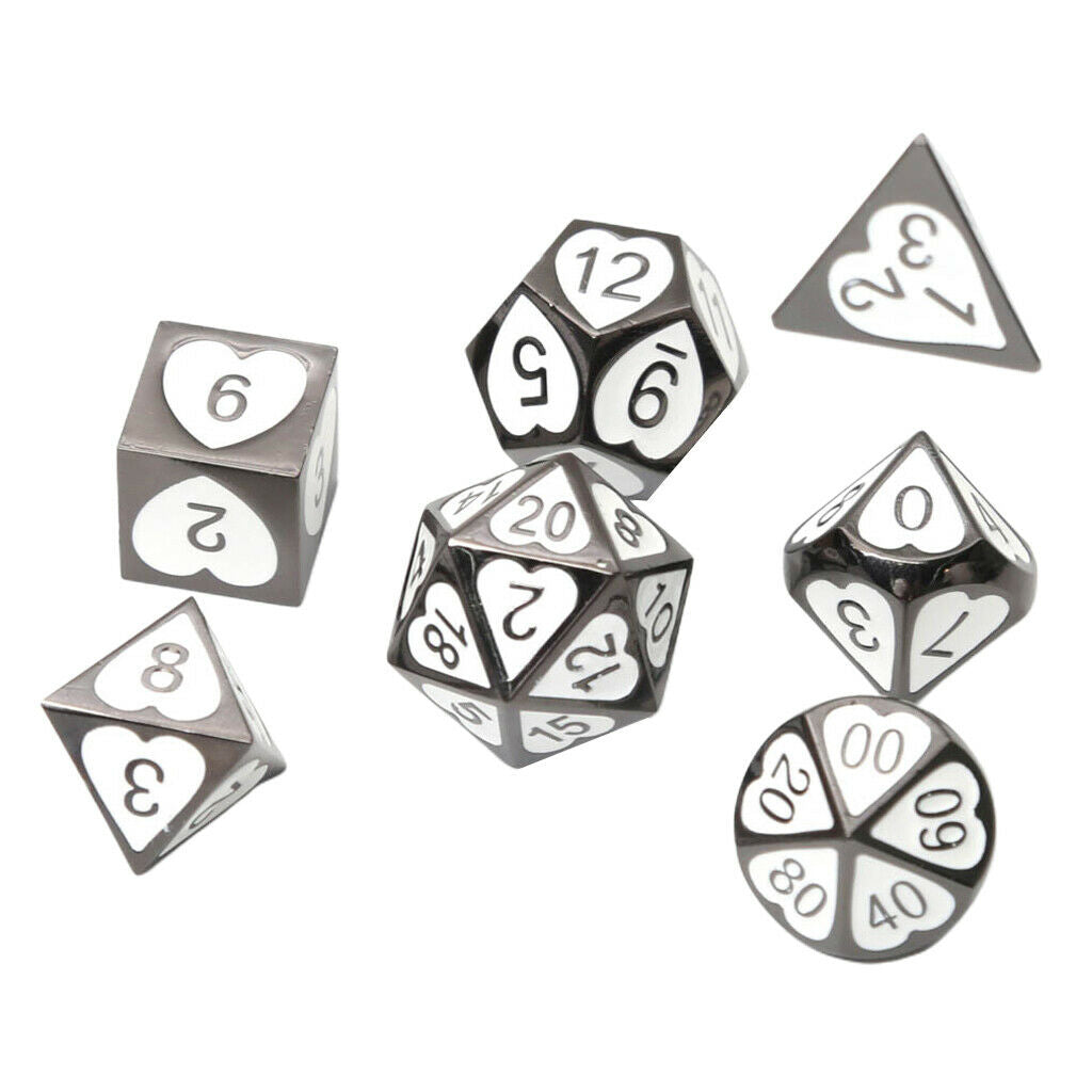 7x Solid Metal Multi Side Numeral Dice for Role Play Casino Toys Supplies 07