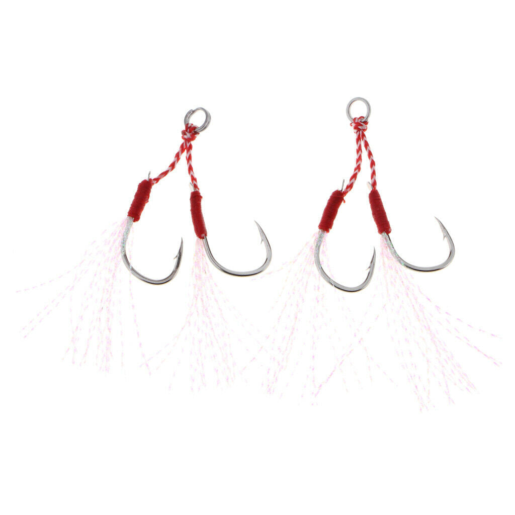2pcs Stainless Steel Assist Hooks Sea Fishing Jig Jigging Barbed Hooks 13