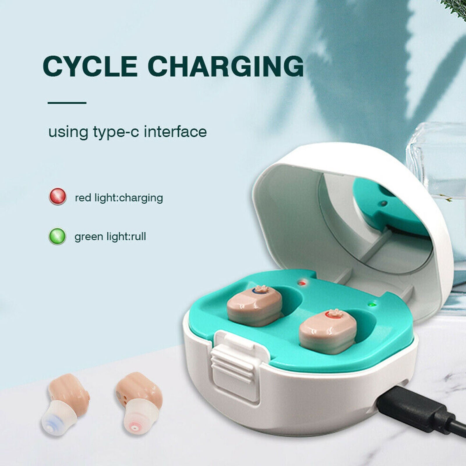1Pair Digital Rechargeable Invisible Hearing Aids Sound Voice Amplifier Enhancer