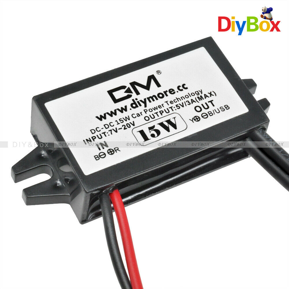 DC-DC 12V to 5V  Car Power Converter Adapter Dual USB Female Port Waterproof 3A