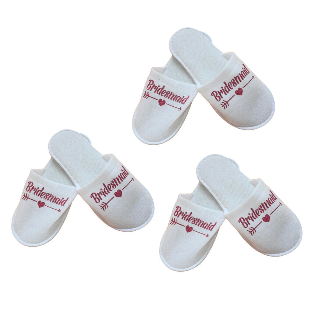 3 Pairs Lightweight Bridal Shower Bridesmaid Disposable Guest Slippers