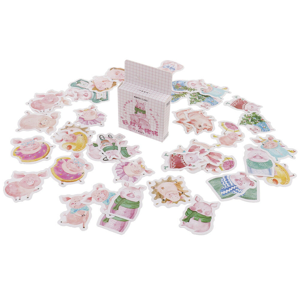 46pcs Pink piglet paper decor diy diary scrapbooking label sticke.l8