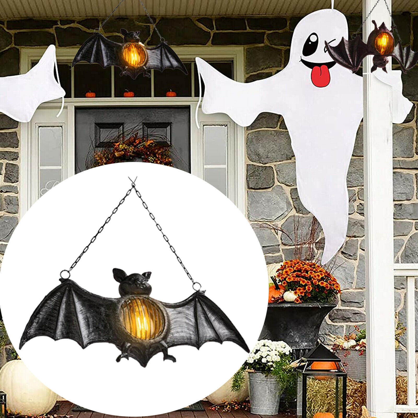 Bat LED Lamp Hanging Bat Lantern Party Hanging Decor Props Supplies, Halloween