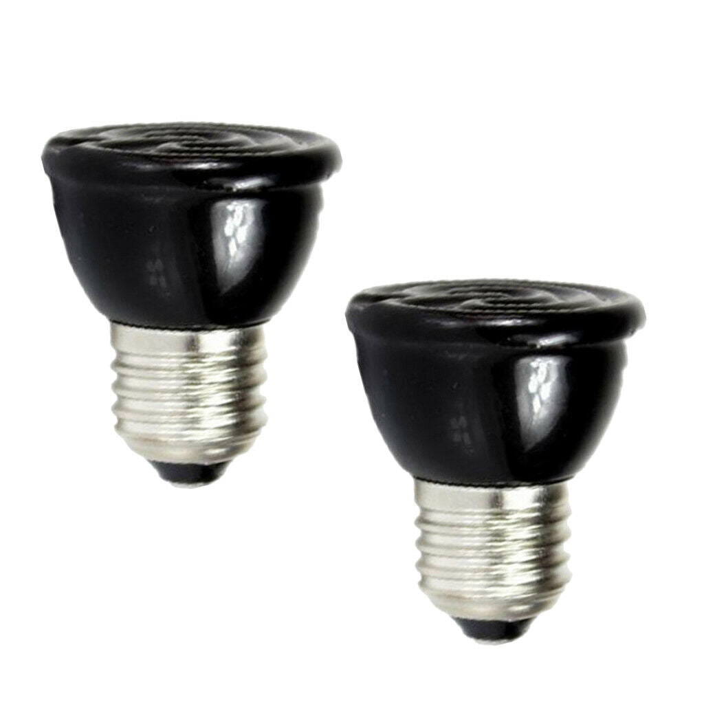 2 Pieces E27 Ceramic Pet Reptile Heat Lamp Infrared Heater Light Bulb 60W