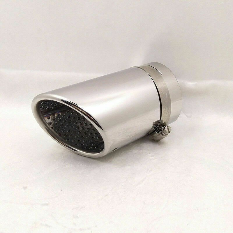 Pair 76MM Stainless Steel Car Rear Round Exhaust Pipe Tail Muffler Tip W/ buckle