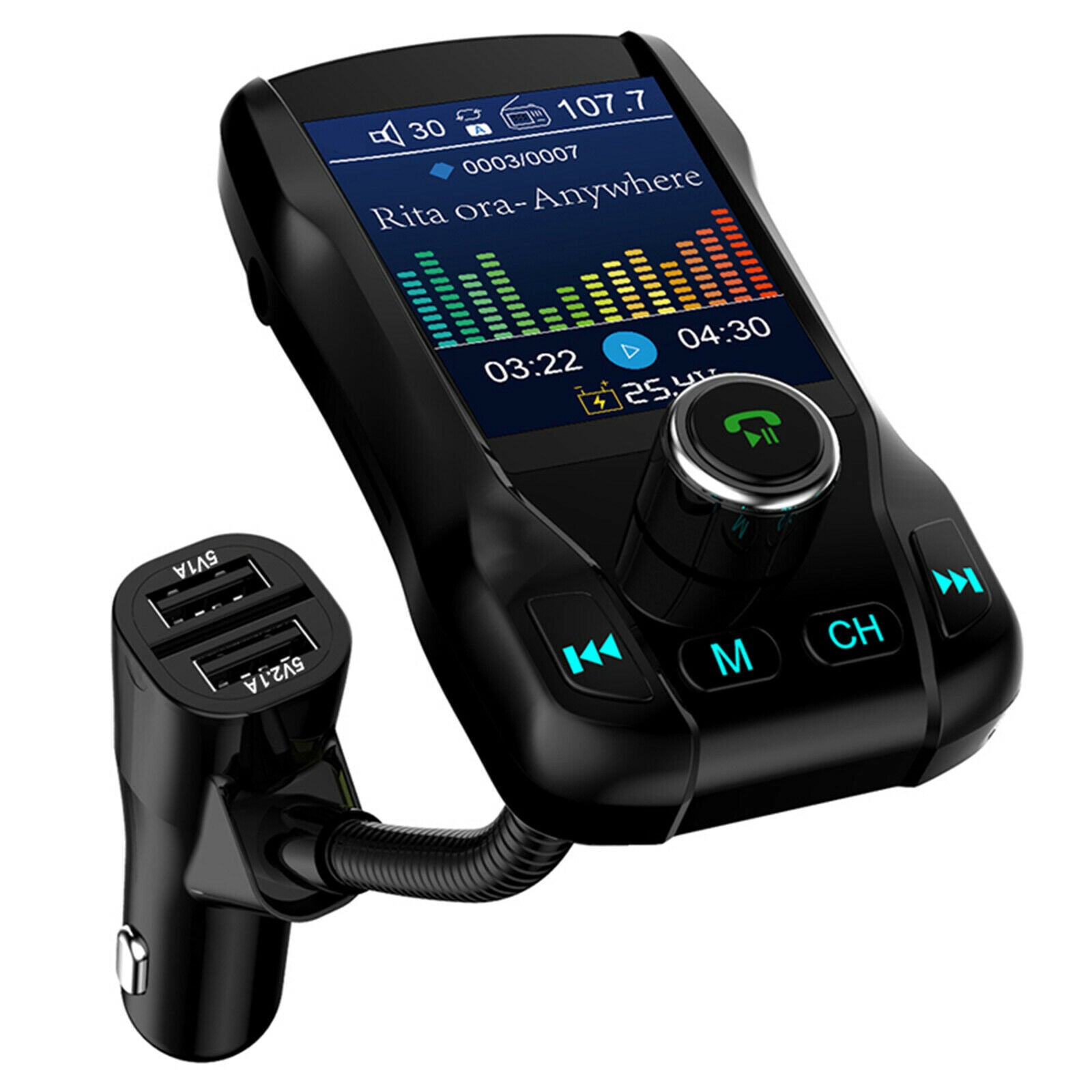 Car FM Transmitter Radio Car Adapter Car MP3 Player 2 Port USB Charge w/Mic