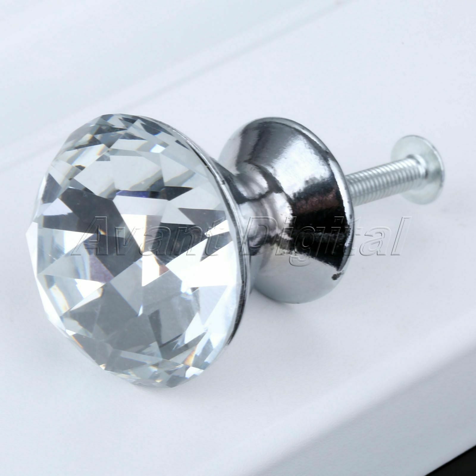 1Pc Clear Diamond Shape Cabinet Glass Handles Door Cupboard Drawer Pull Knobs