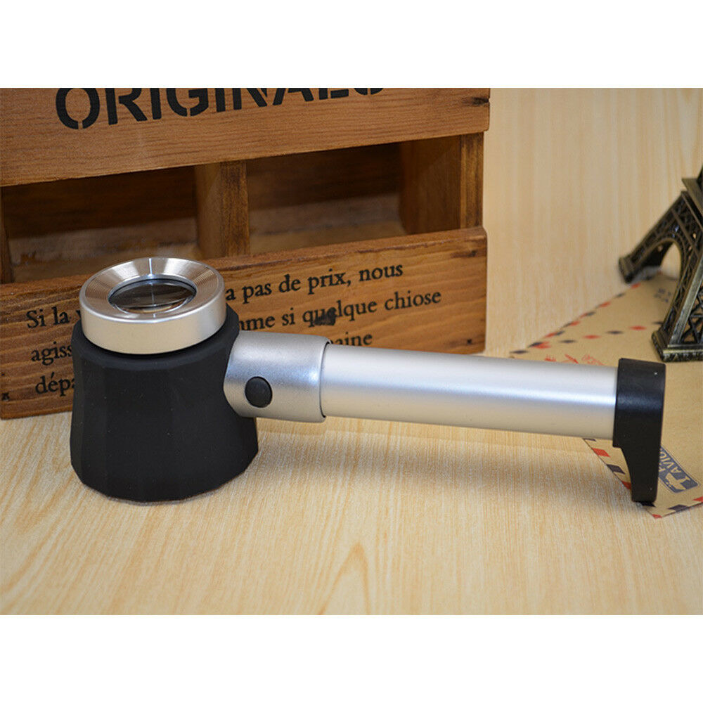 10X Optical High Quality Magnifier glass LED Lighted Jeweler loupe with Scale