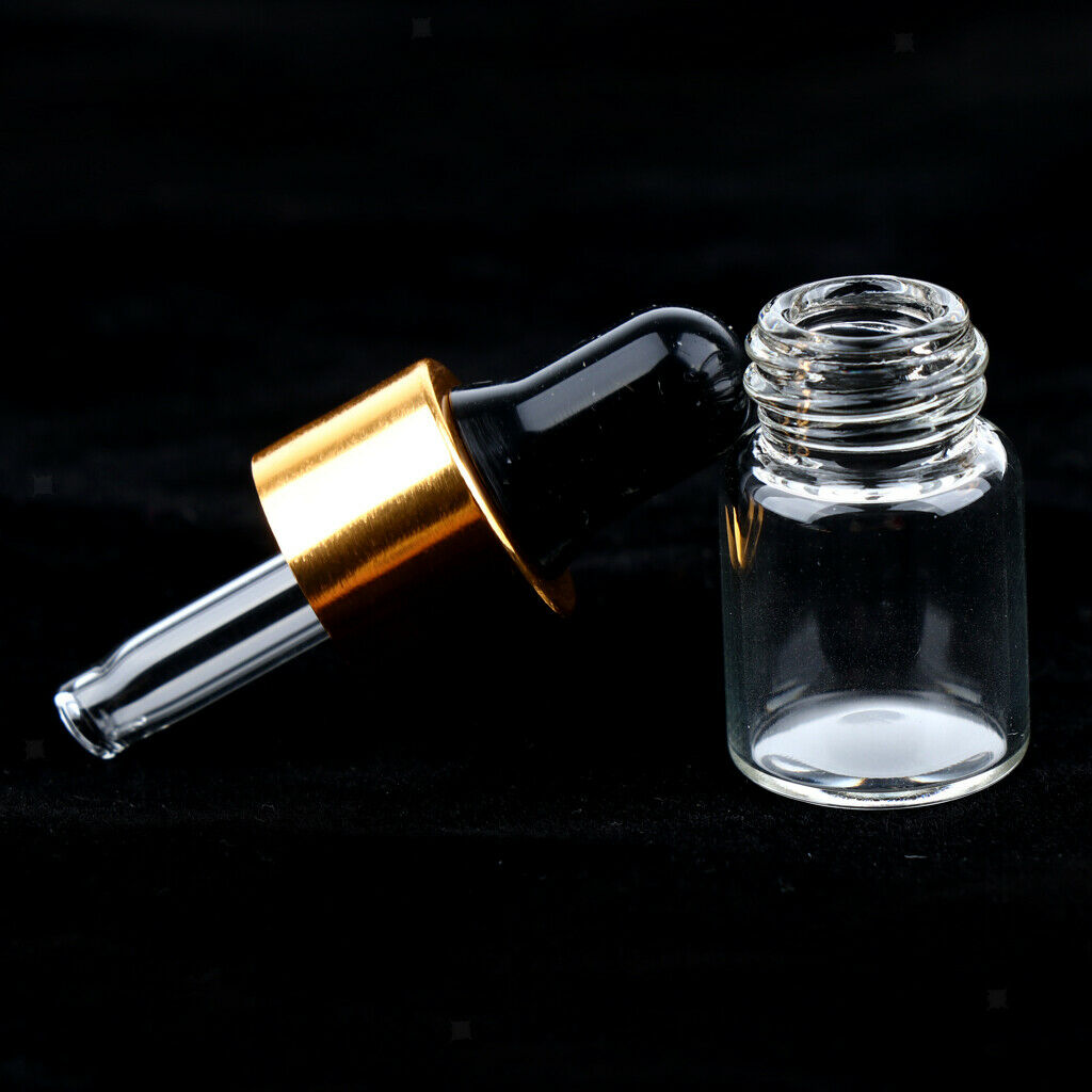 40 Pieces Travel Empty Glass Essential Oil Refillable Dropper Bottles 1+2ML