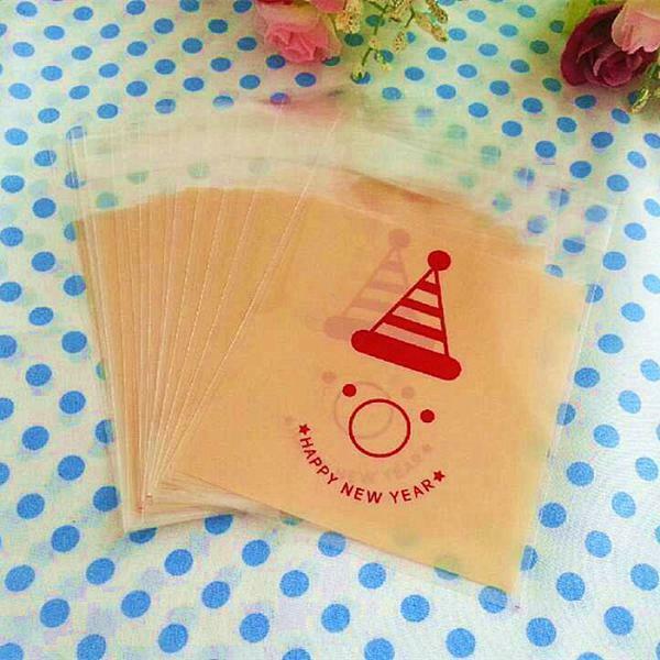 100PCS Happy New Year Clown Bakery Packing Birthday Biscuit Cookie Bags