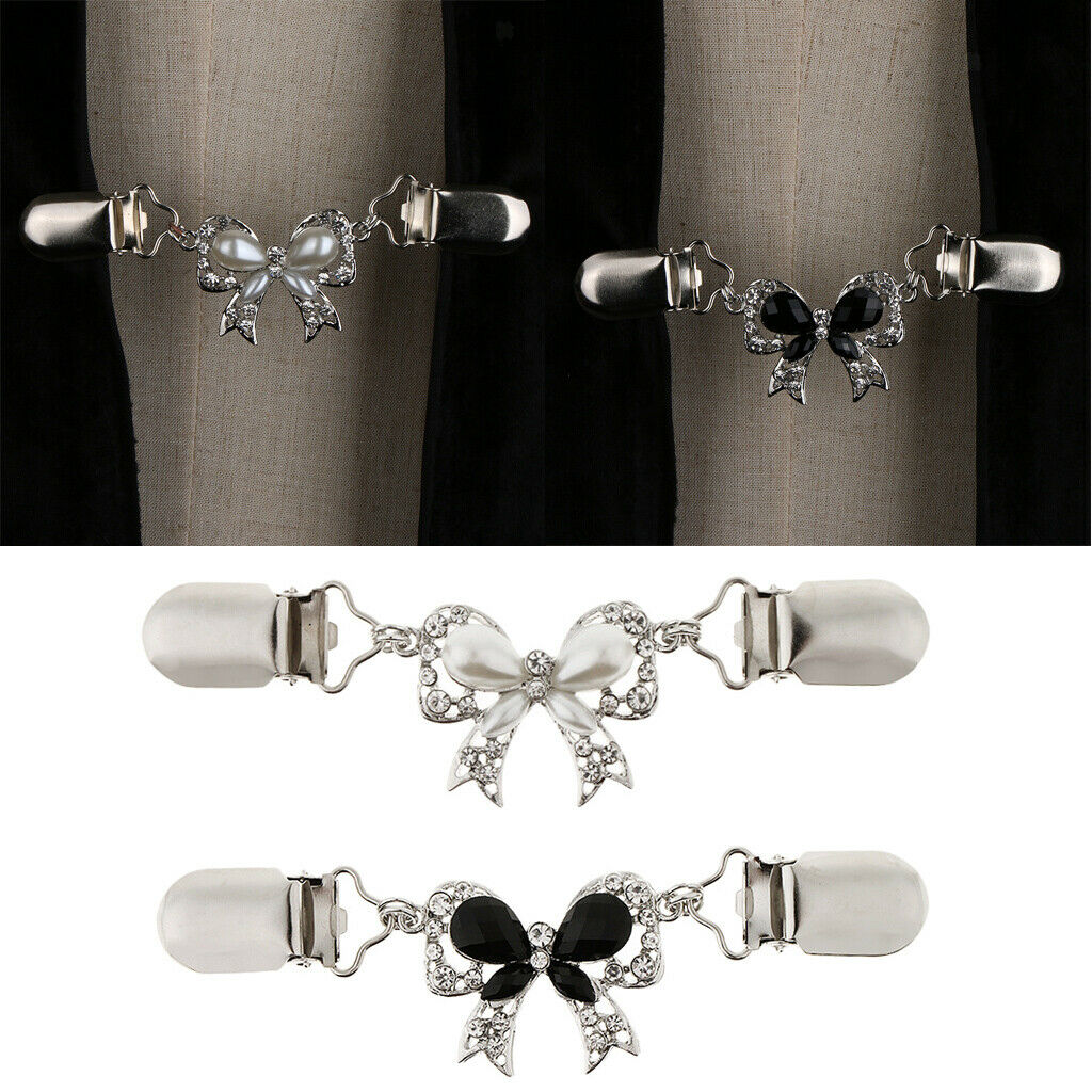2x Rhinestone Sweater Clip Dress Brooch Pin Cardigan Clip Fasten Clothes