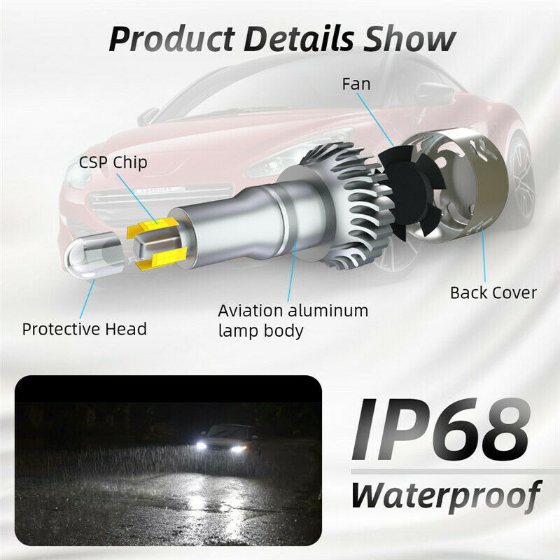 8 Sides 110W 30000LM 9005 HB3 Car Canbus LED Headlights Lamps Kit White 6000K