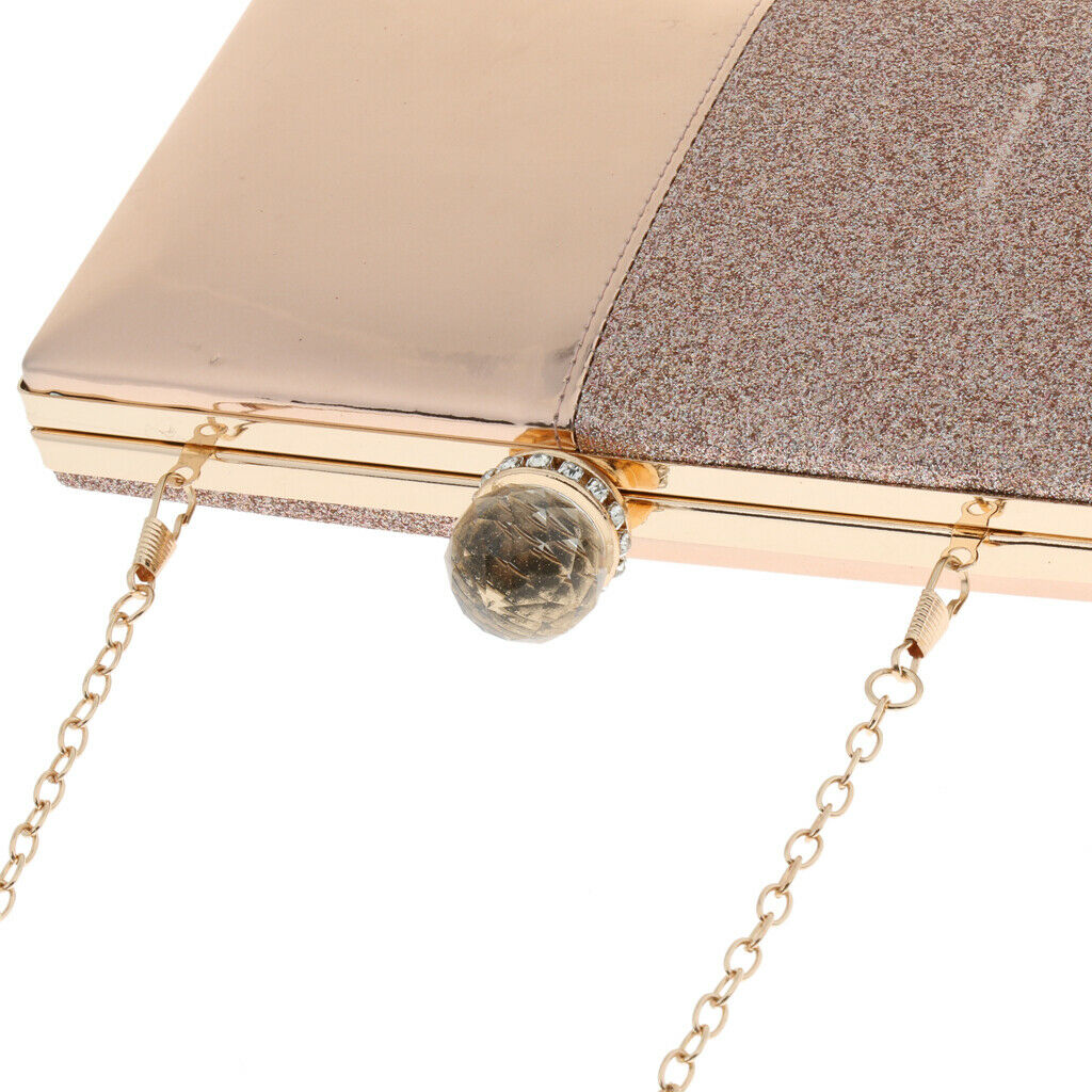 Womens Glitter Wedding Patent Leather Handbag Evening Party Clutch Bag Purse -