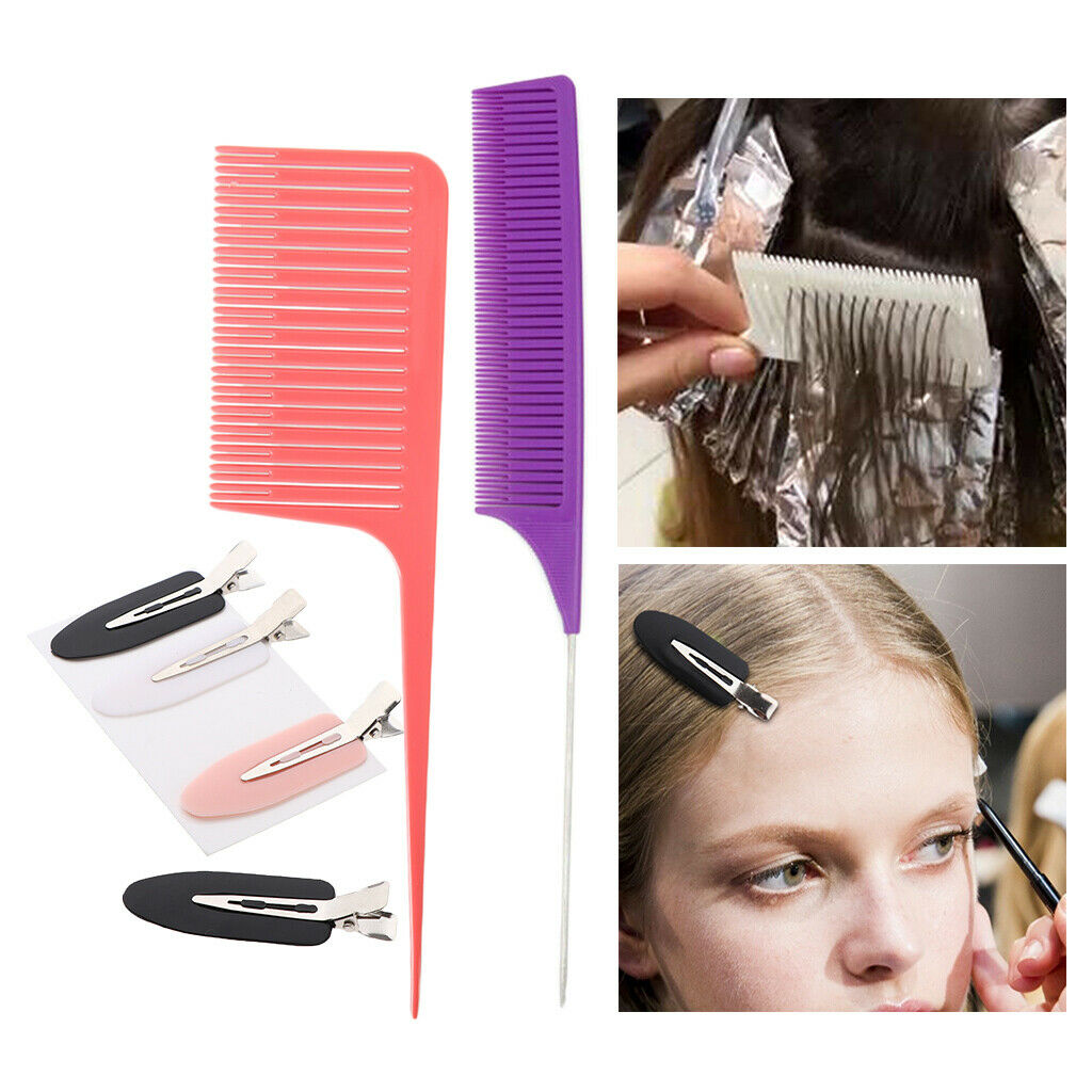 2Pcs Weave Highlighting Foiling Hair Comb Styling with Perming Hair Clips