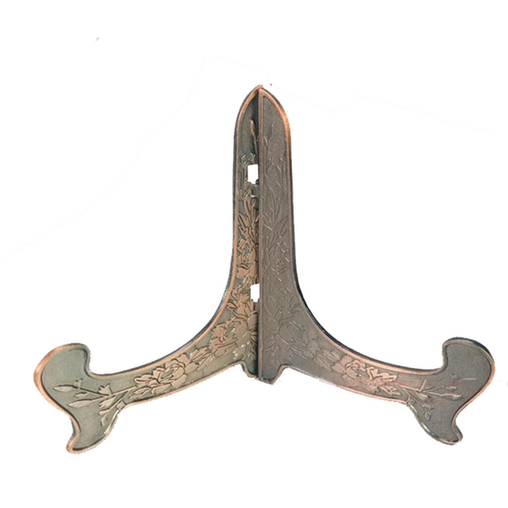 Metal Folding Plate Bowl Dish Picture Teacake Holder Easel  10cm_Bronze