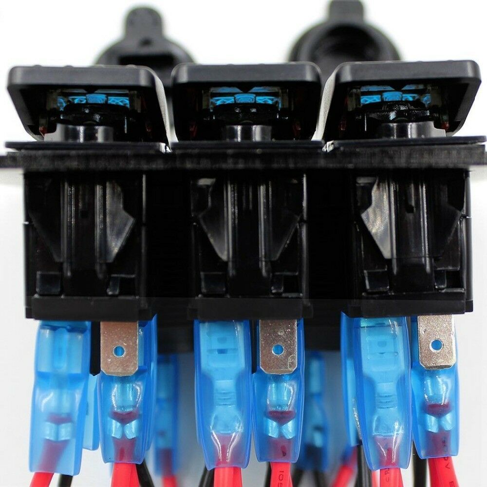 3-Gang Waterproof Car Marine Circuit Green LED Rocker Switch Panel Breaker IP67