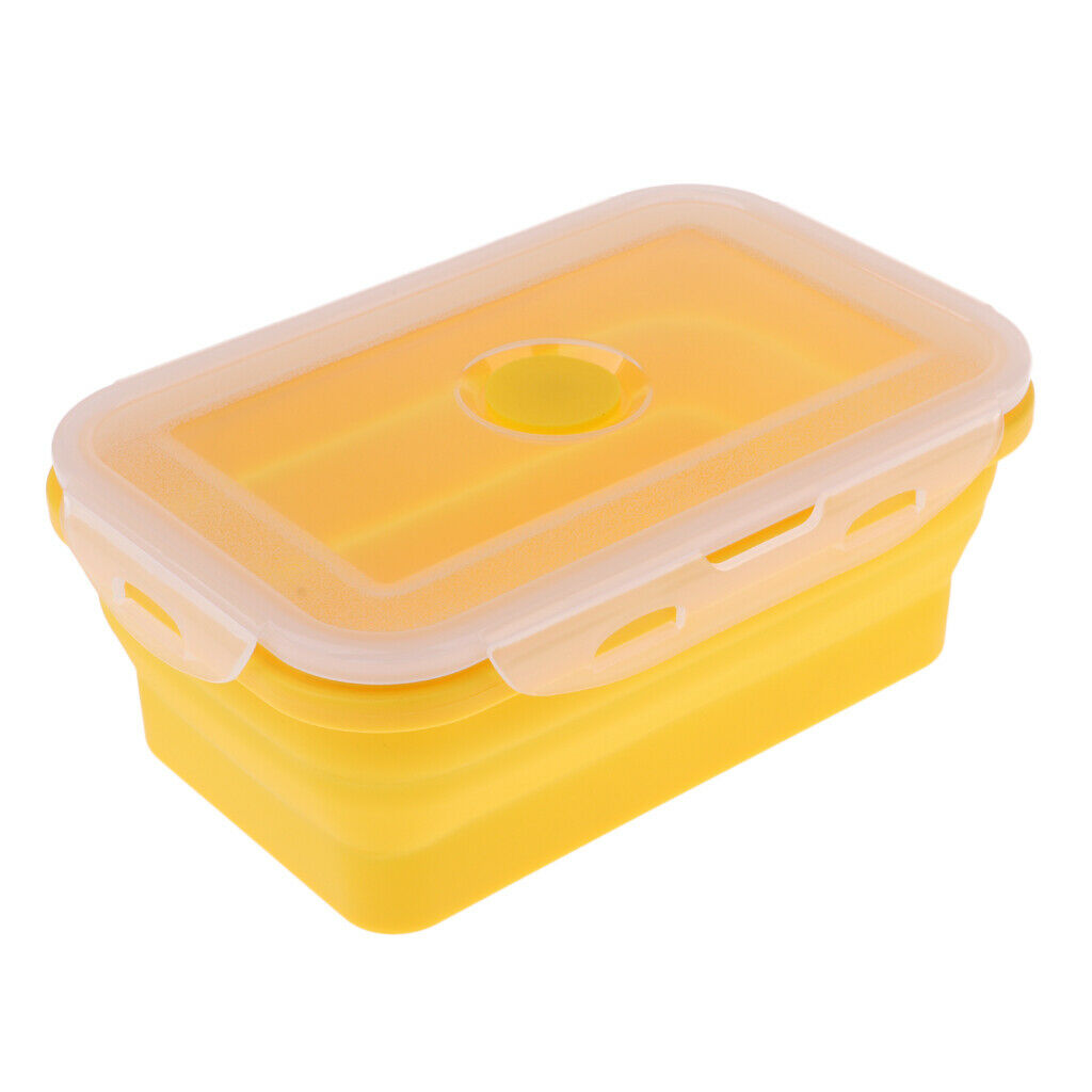 2 Pieces 1200ML Foldable Silicone Lunch Bento Box, Portable Food Storage Outdoor