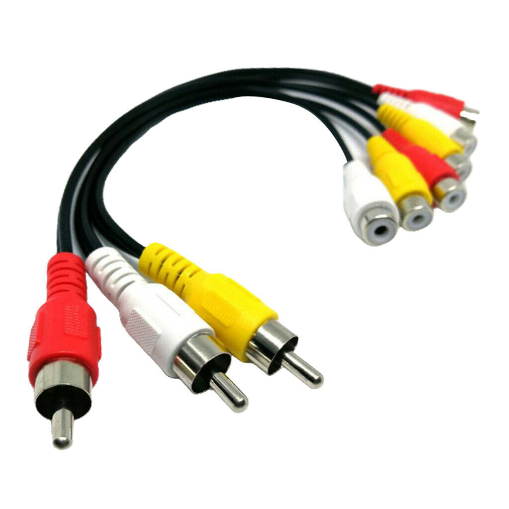 Audio AV Adapter Cable Splitter Converter Male Jack From 3 RCA To 6 Female RCA