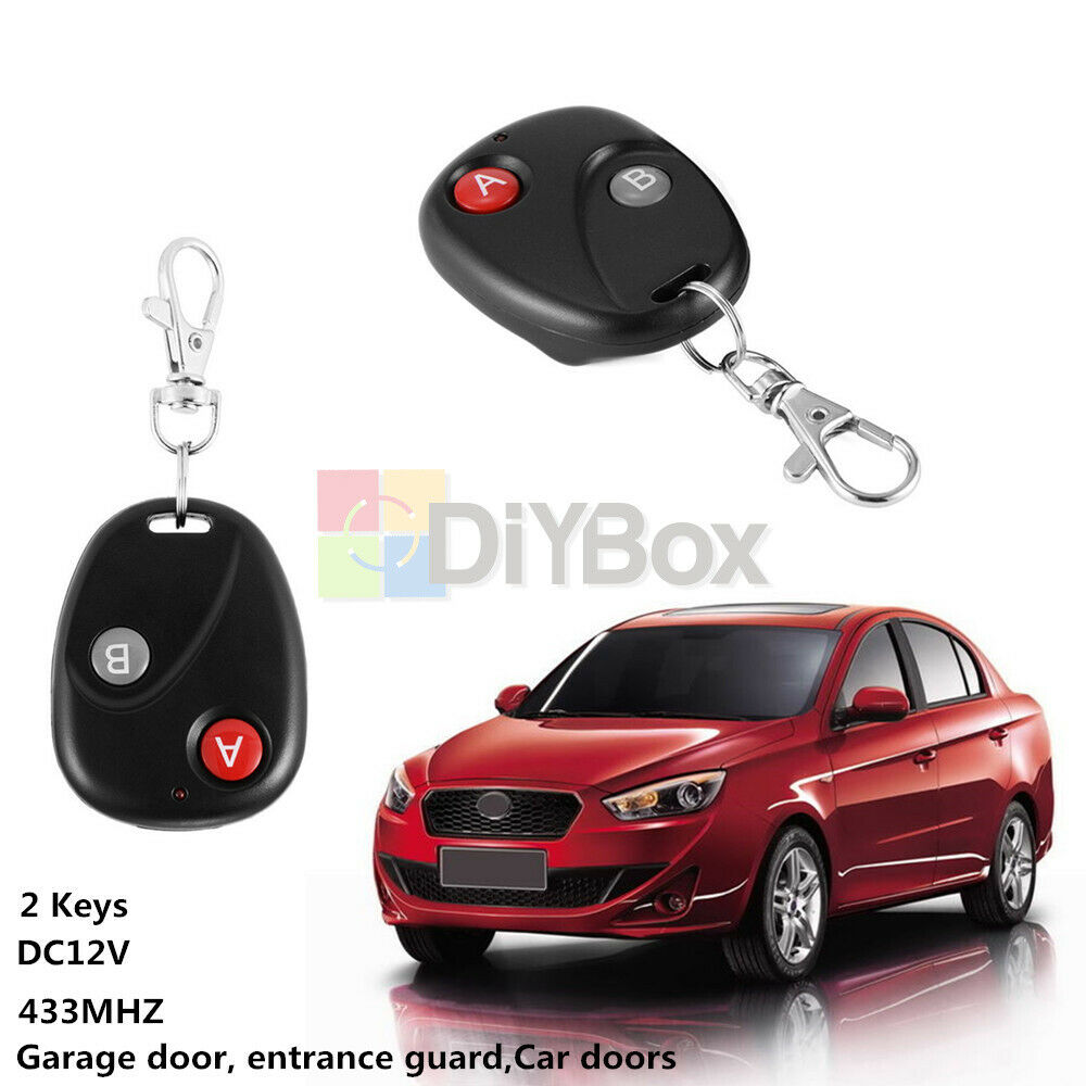 2PCS DC 12V 433MHz RF Remote Control 2 Key Garage Gate Door Transmitter Wireless