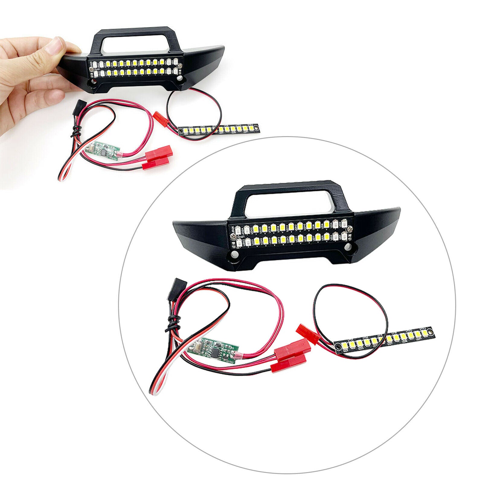 Plastic Rear Bumper w/ Light & Front Light Bar Lamp Set for MAXX 1/10 RC Car