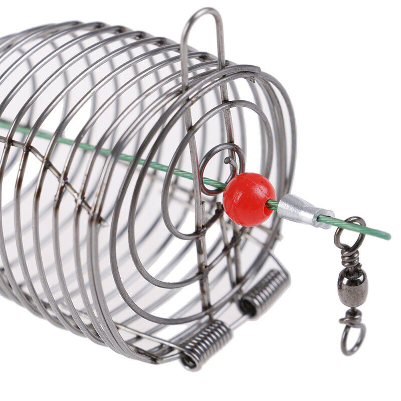 5PCs Wire Fishing Lure Cage Fish Bait Cage Fishing Trap Basket Feeder HolderBDD
