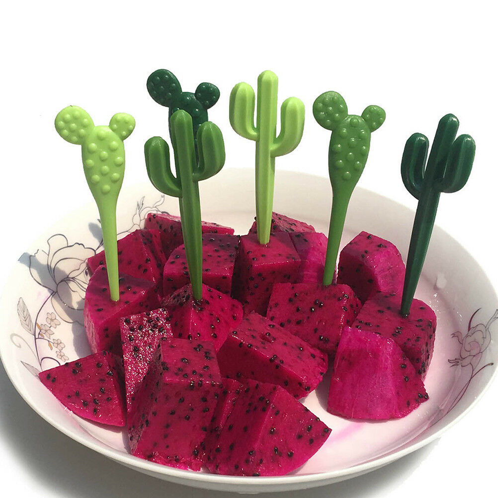 6pcs/pack Cactus Fruit Forks Dessert Forks Toothpick Kids Tableware Food P.l8