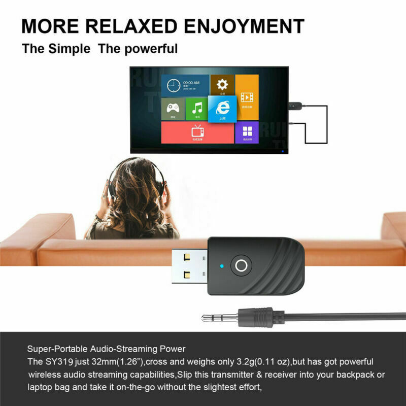 3 In 1 Bluetooth-5.0Audio Transmitter Receiver USB Adapter For TV PC Car Speaker