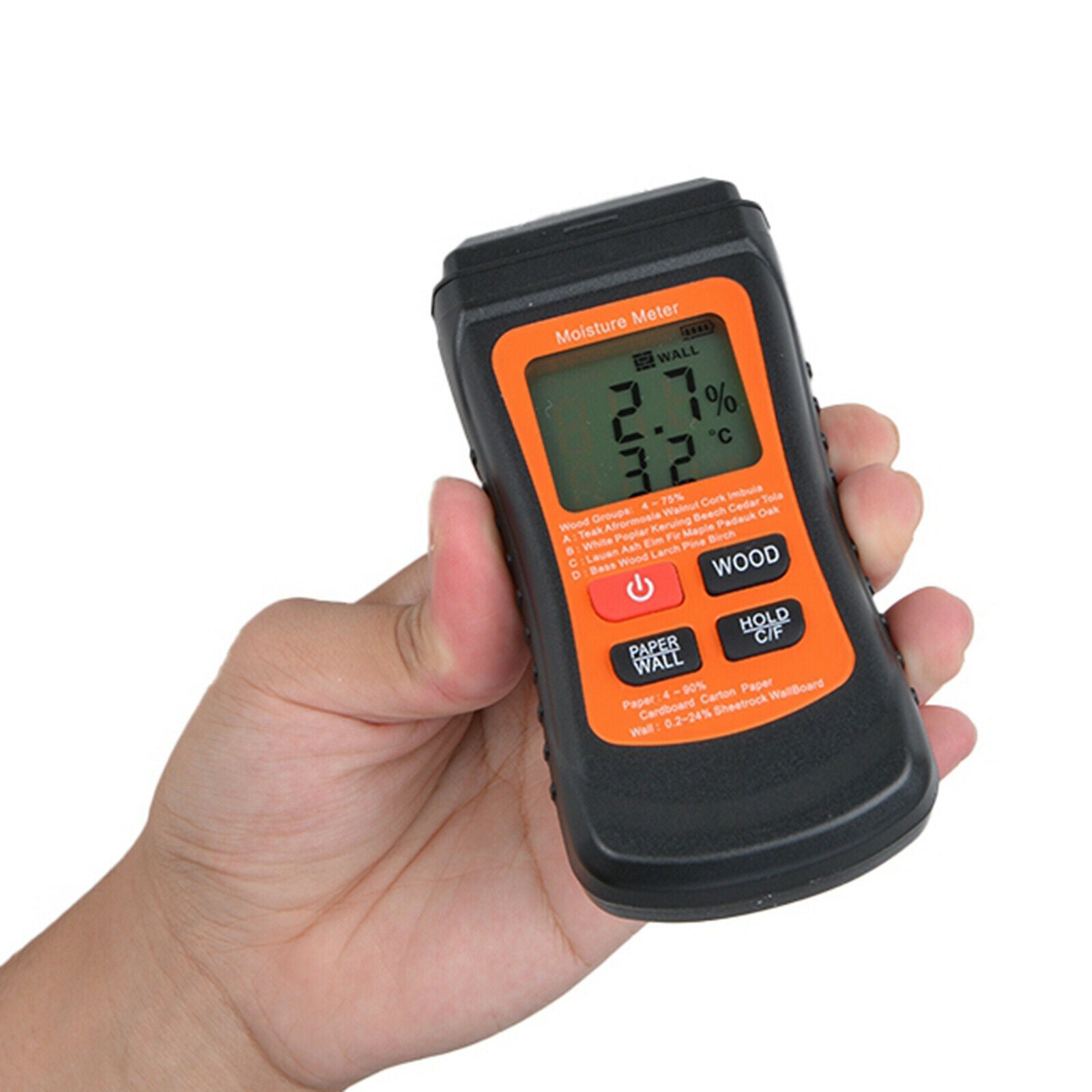 Handheld Wood Moisture Meter Hygrometer Pin-type Scanner for Walls Firewood