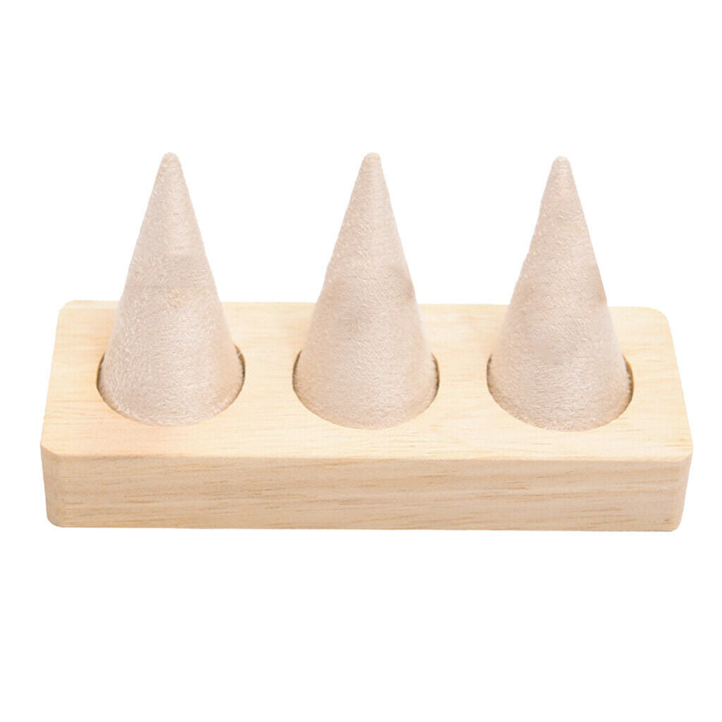 2Pcs Natural Wooden Leather Jewelry Ring Display Stand Bracelet Holder Organizer