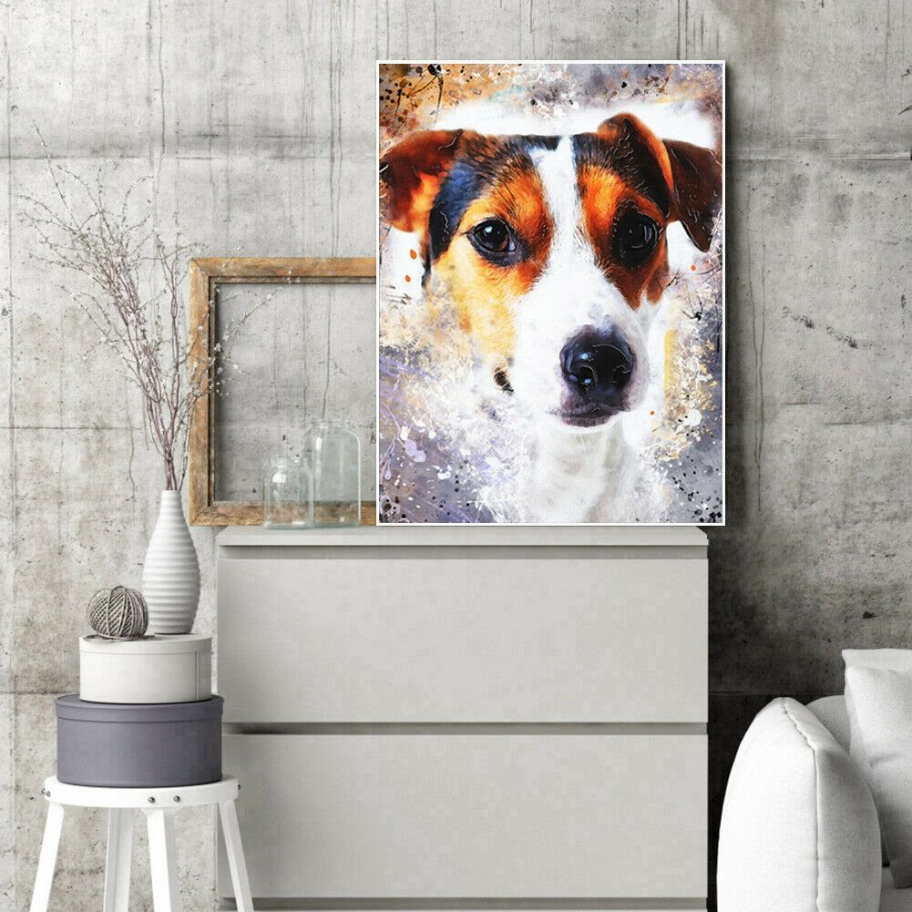 5D DIY Full Round Diamond Painting Dog Handmade Cross Stitch Art Home Decor @
