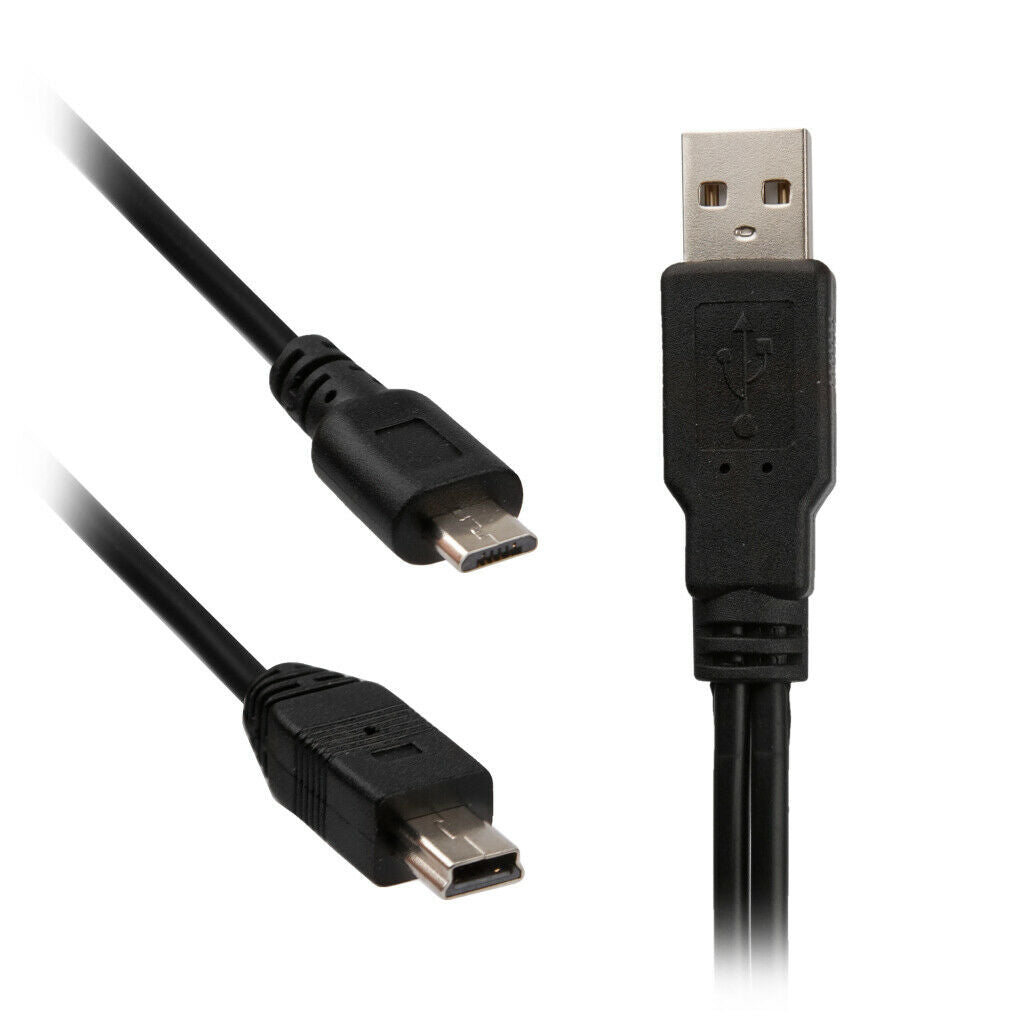 Universal Dual USB Cable 1 x Mini 1 x Micro Twin Charger Power Data Lead Wire