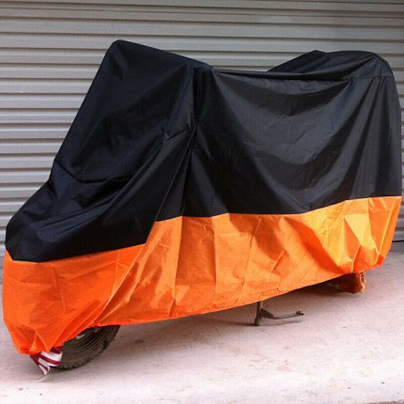 One XXXL Size Black Orange Motorcycle Cover Rain Dust Protector Bike Universal