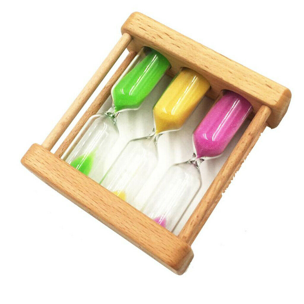1+3+5 Minutes Wooden Sand Sandglass Hourglass Timer Clock Home Decor Gift, Pack
