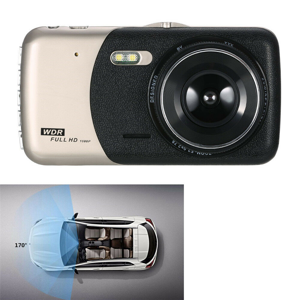 New 1080P 4" HD 170Â° Car Dash Camera Video DVR Cam Recorder + Rear view camera