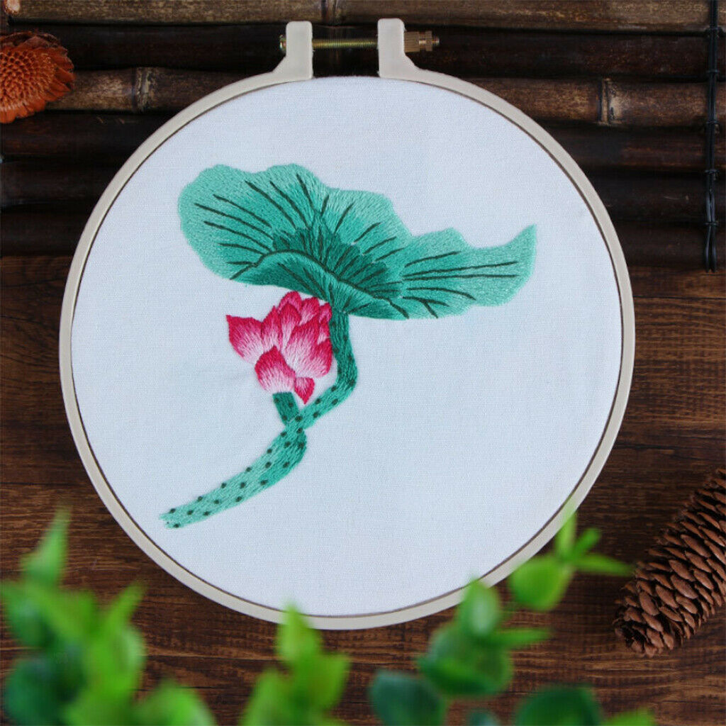 Modern Lotus Hand Embroidery Kit Embroidery Sampler for Beginners Lotus 2