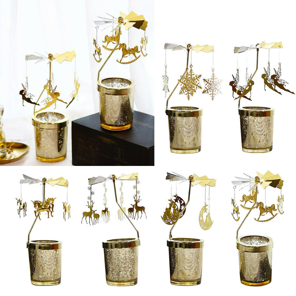 2pcs Rotatable Candle Holder Metal Tealight Candlestick Romantic Snowflake