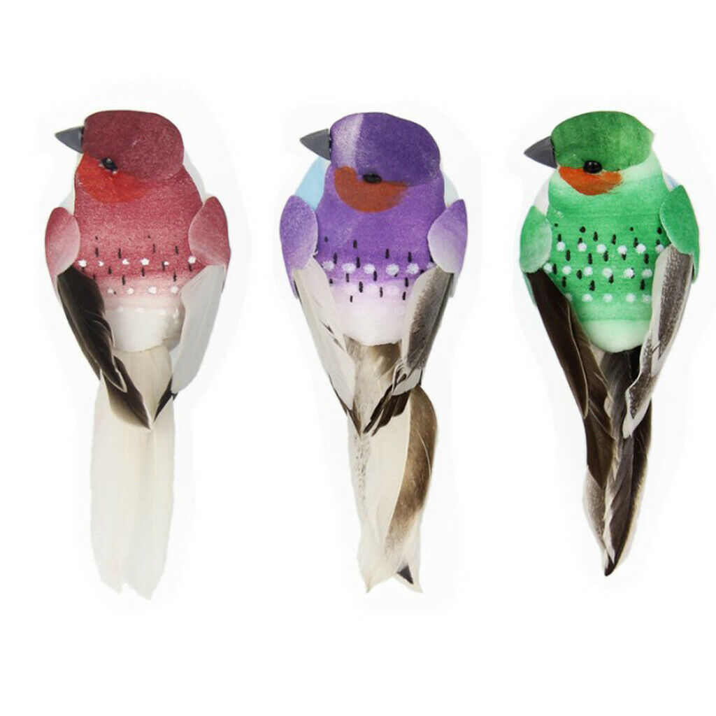 12x Colourful Artificial Foam Birds DIY Craft Garden Ornaments Party Decor