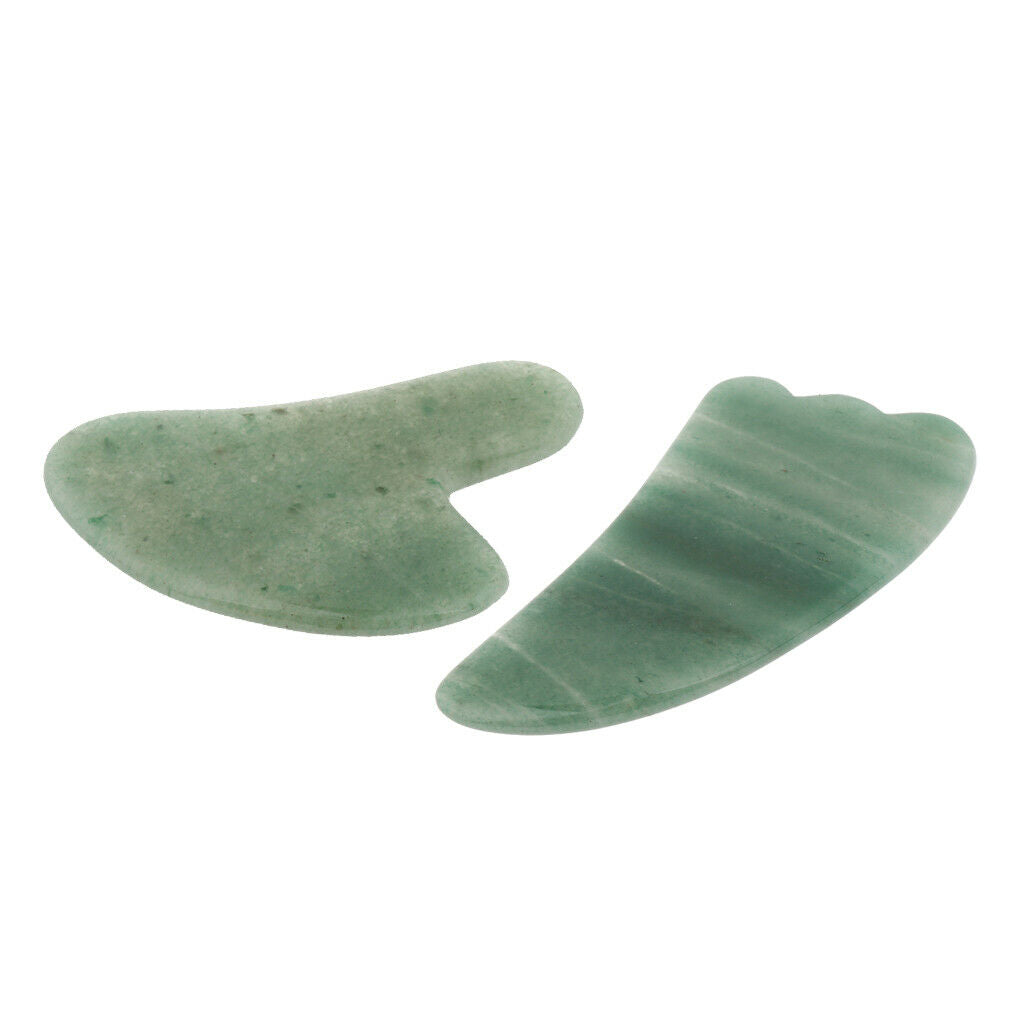 2 Pcs Natural Jade Guasha Board Gua Sha Scraping Tool Face Body SPA Massage