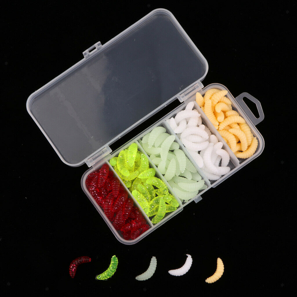 125Pcs Simulation Maggot Soft Lures Bionic Grub Shape Baits for Trout