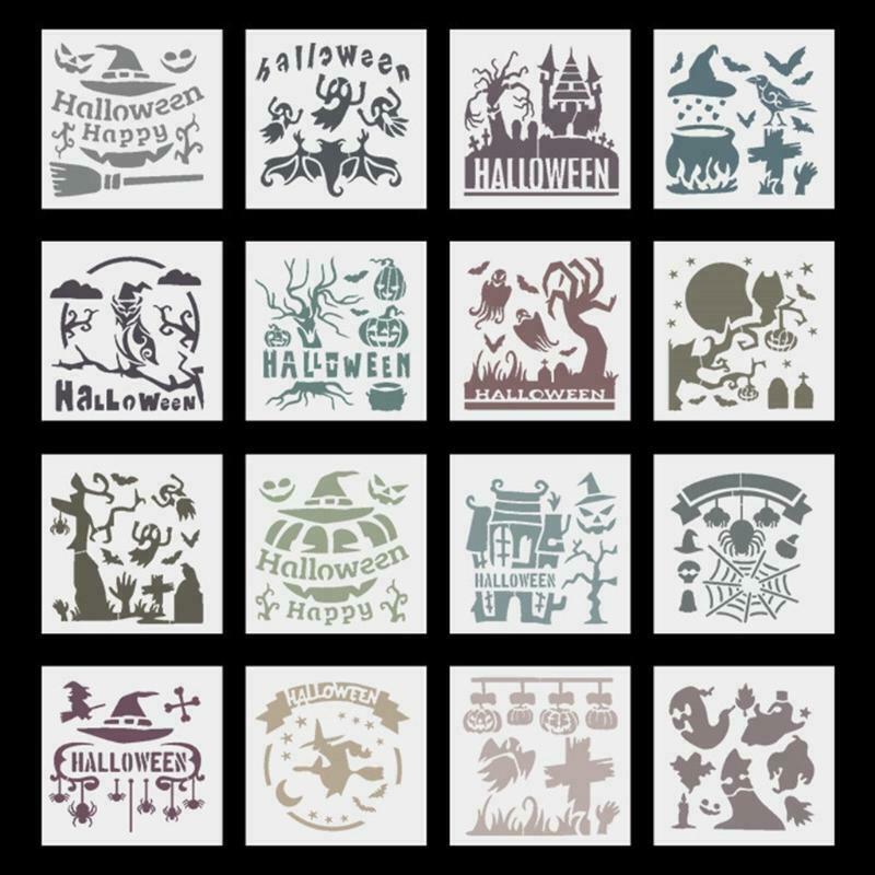 16Pcs Halloween Graffiti Tools for Wood Canvas Metal Furniture Wall Home Decors