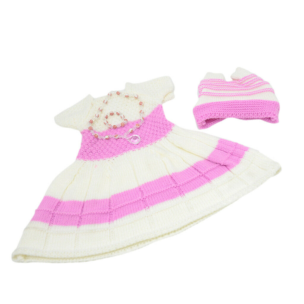 Knitted Sweater Dress Hat Bracelet Necklace Set For 18'' Pink