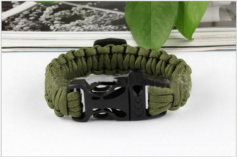 Paracord Survival Bracelet Compass Whistle Camping Gear/Ki.l8