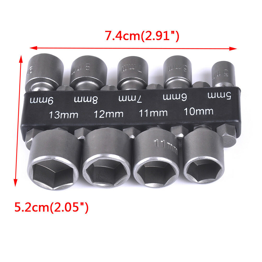 5-13mm steel power nut driver drill bit set 1/4" hex shank metric socket wren Kt