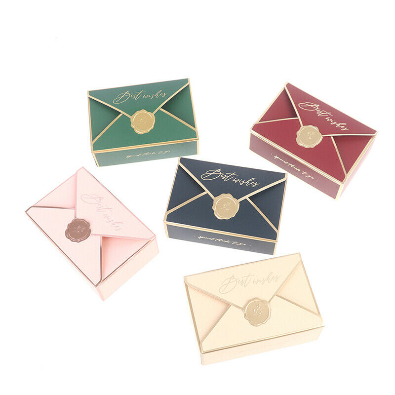 5pcs Bronzing Envelope Shape Wedding Candy Boxs Party Packaging Gift BagsFCA