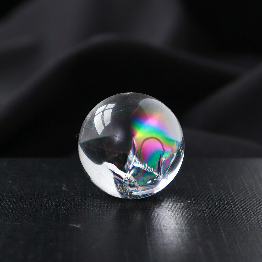 25mm Natural Clear Quartz Rainbow Cracked Crystal Sphere Ball Reiki Healing