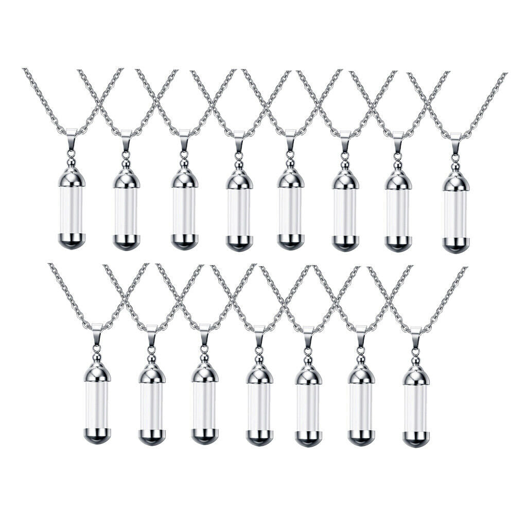 15x Steel Glass Openable Tube Urn Ash Pendant Necklace for Ashes Hair Casket