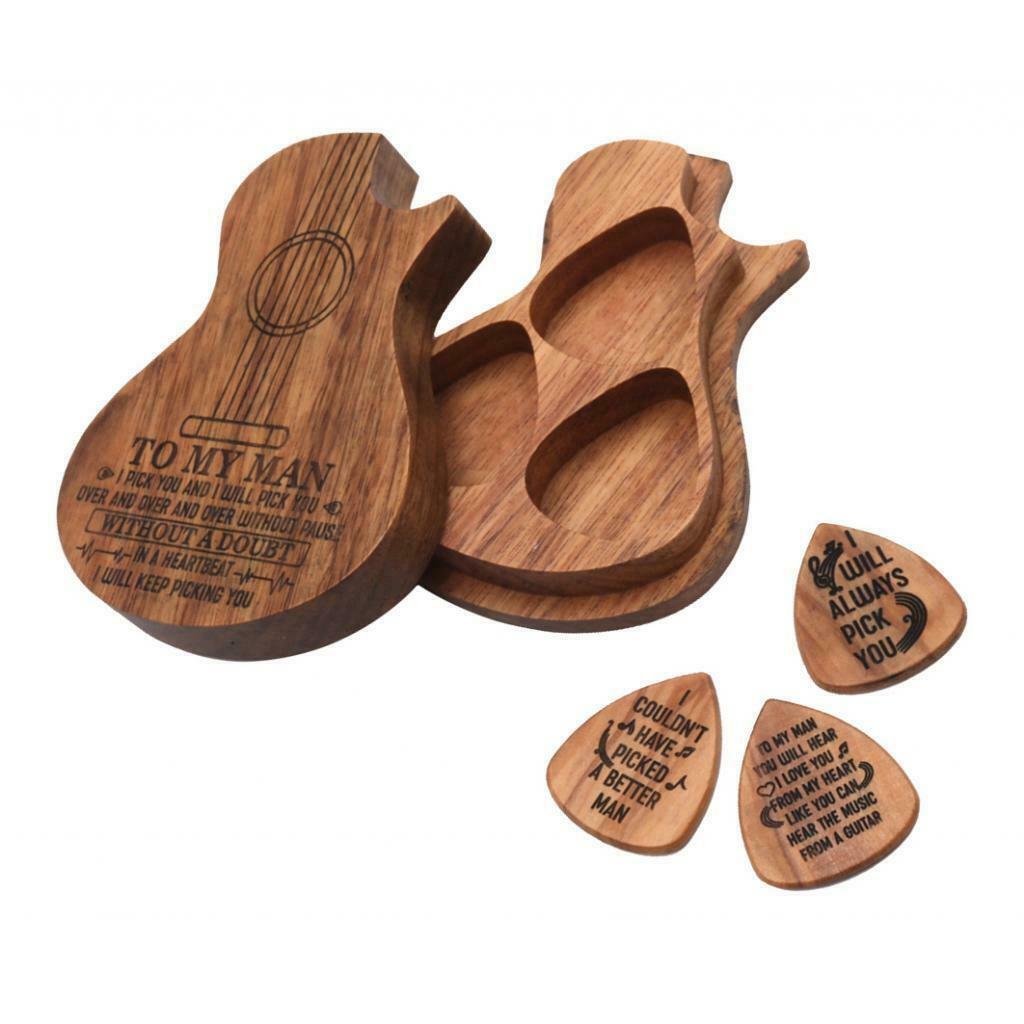 Pack of 3 Olive Wood Guitar Pickups Handmade w/ Wood Box Guitar Accessory