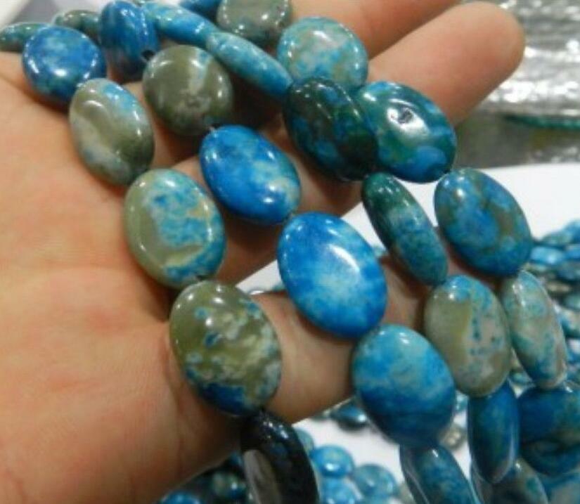 Natural 13x18mm Blue Crazy Lace Agate Gems Oval Loose Beads 15"