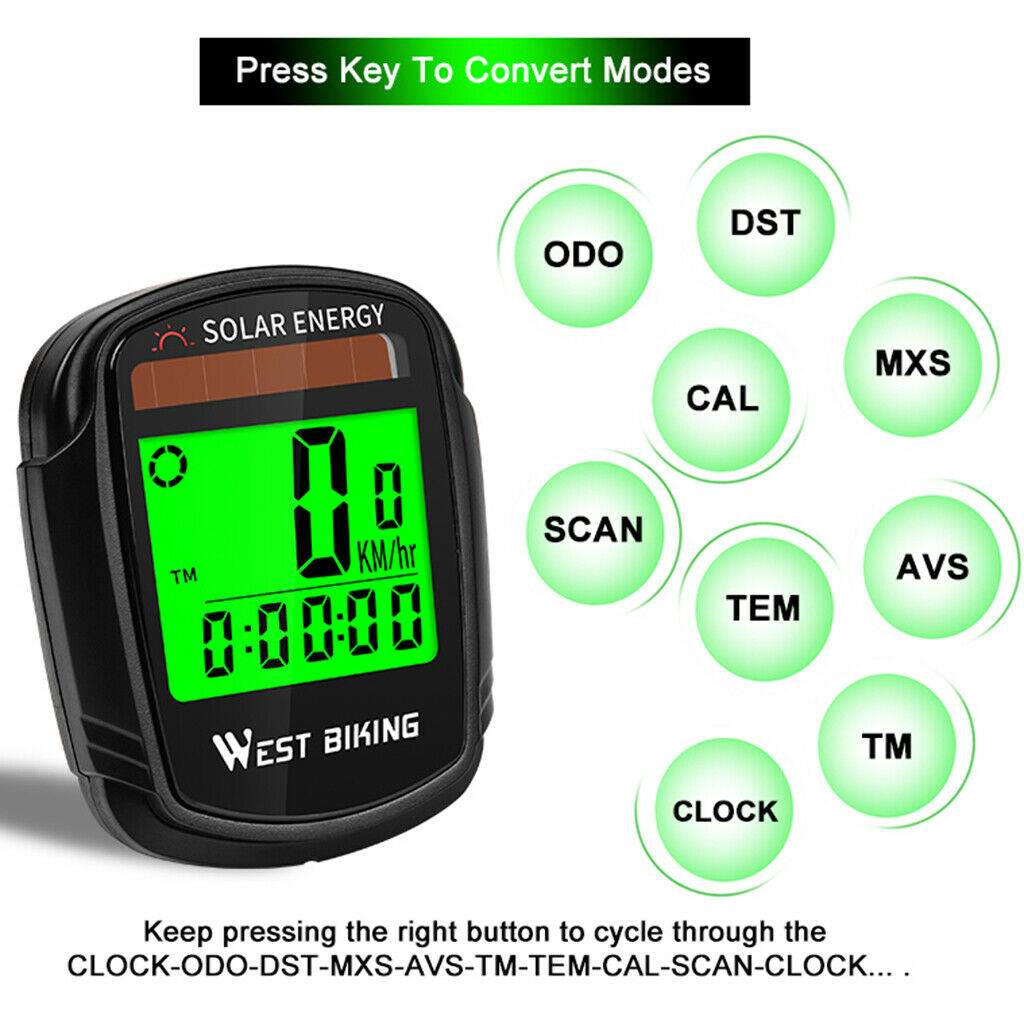 Bike Speedometer Waterproof Wireless Computer Cycling Odometer Backlight